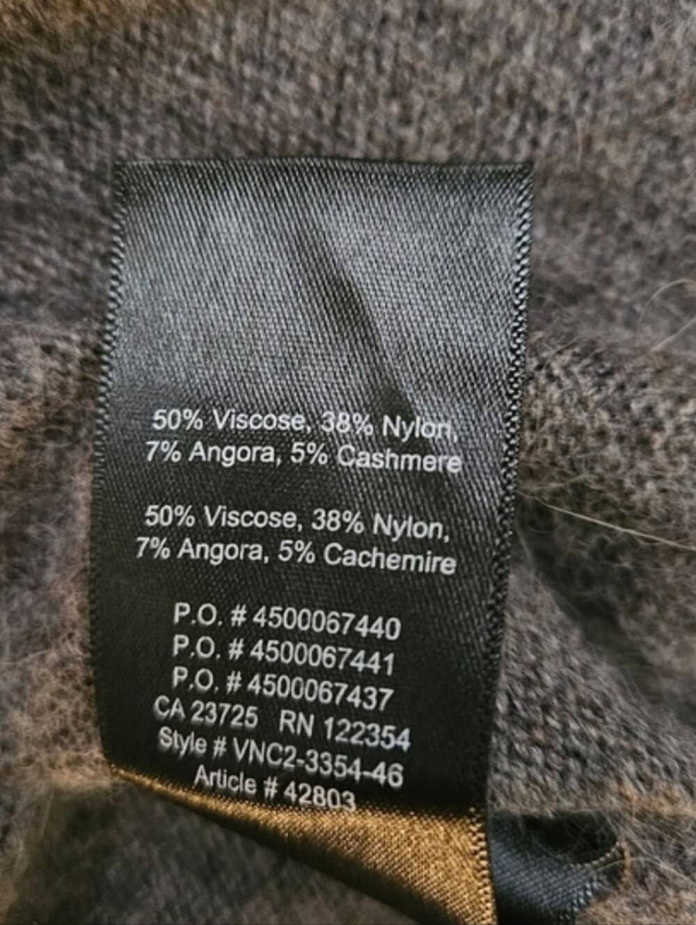 Aritzia Talula Charcoal Gray Open Front Cardigan Long Line Angora Cashmere Blend - Picture 11 of 13